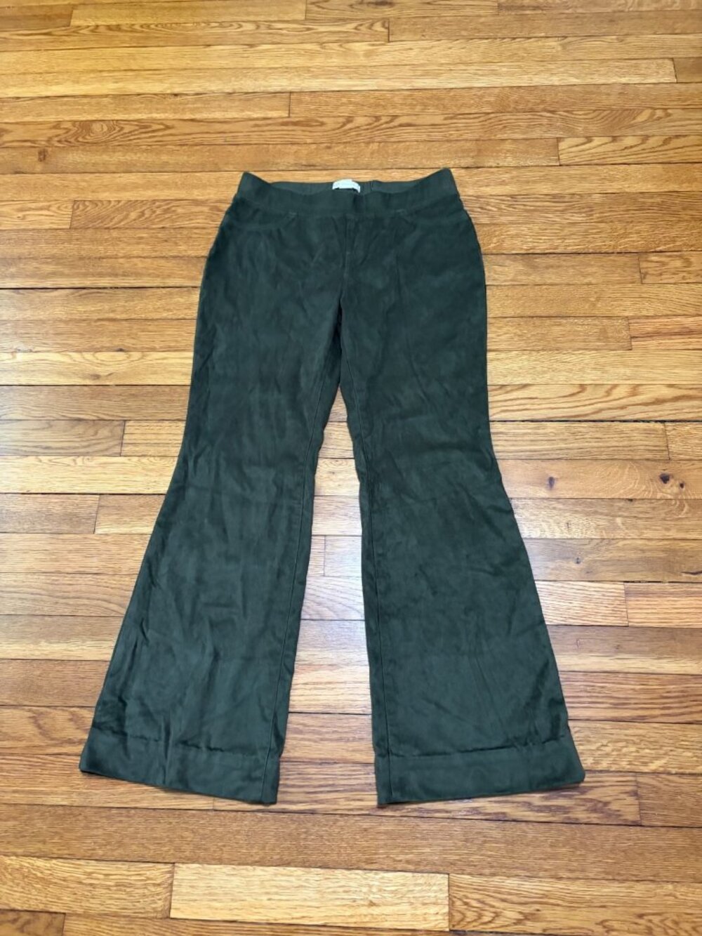 Cato Womens Flare Ankle Pants Size Small Green Stretch Microfiber Contemporary
